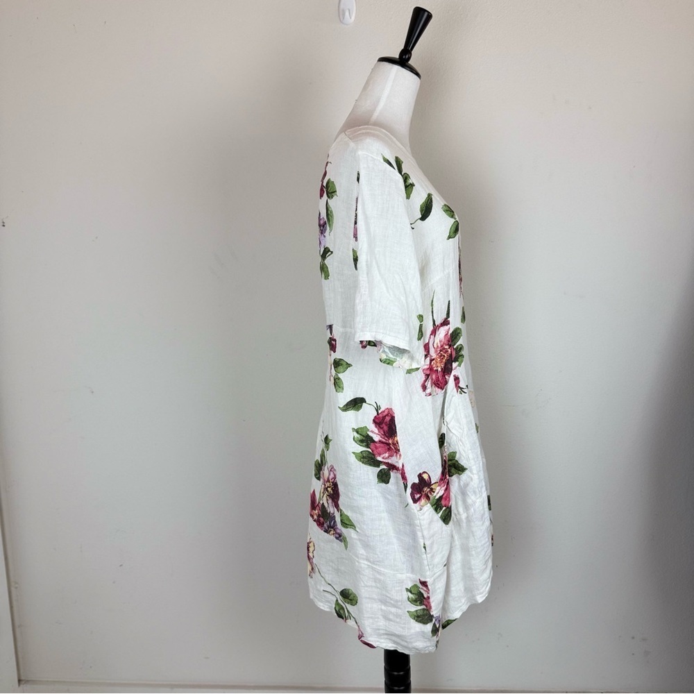 NWT Vasna Italy 100% Linen Floral Tunic Dress White PM - Picture 3 of 12